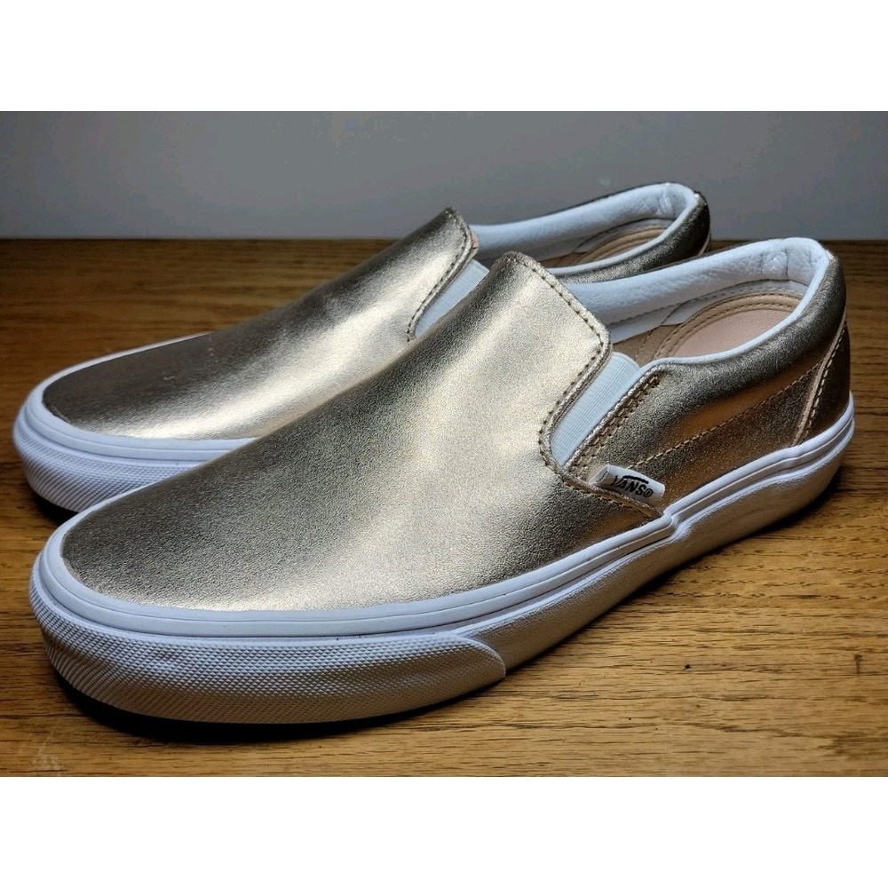 Vans Metallic Slip-On Shoes Sneakers Champagne Rose Gold Women's Size 7.5